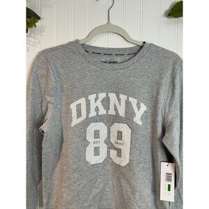 DKNY Sport Gray Long Sleeve Logo Sweatshirt L Womens Cotton Blend Casual Top
